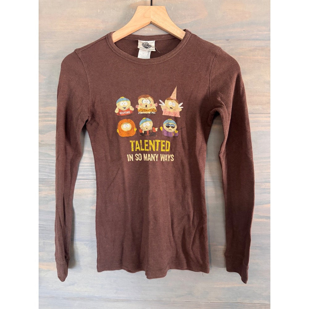 Vintage 2006 South Park Comedy Central Brown Thermal Graphic Shirt Long Sleeve L